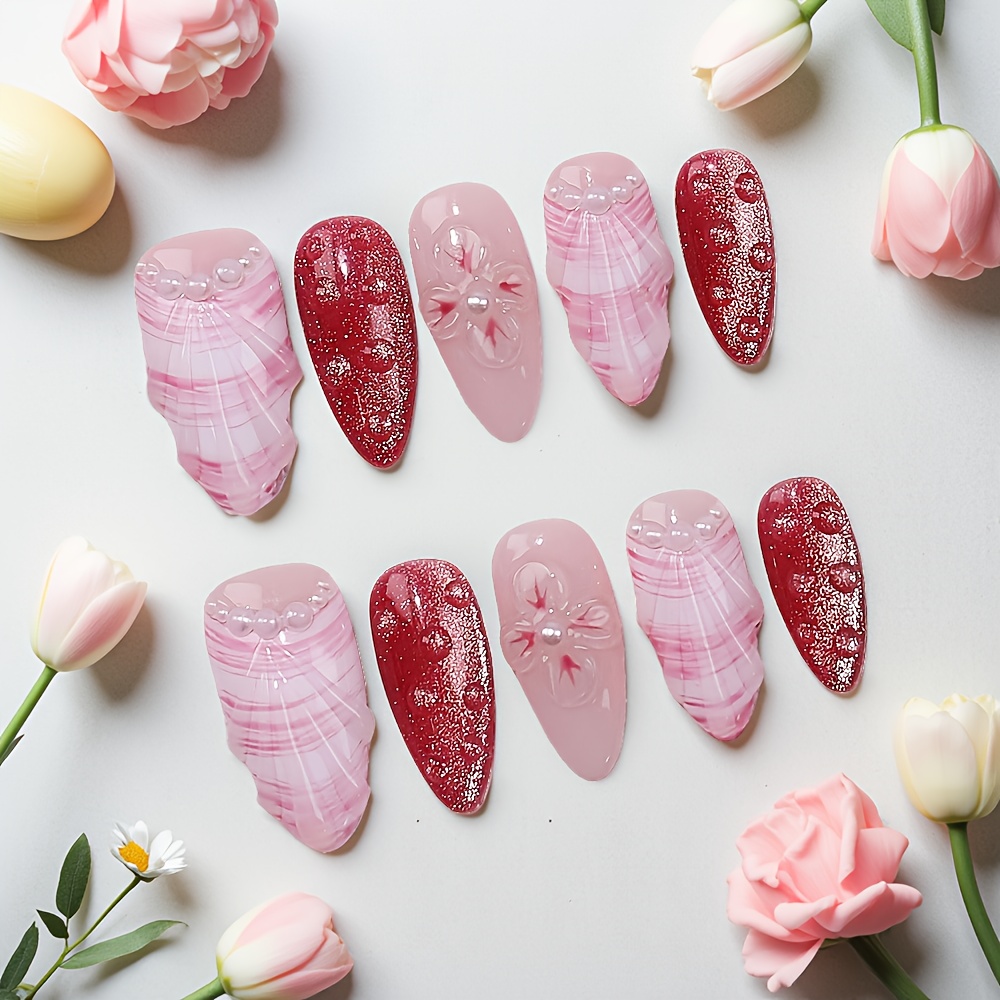 10pcs Medium Almond Handmade P - Nail Art Red recensie en prijs