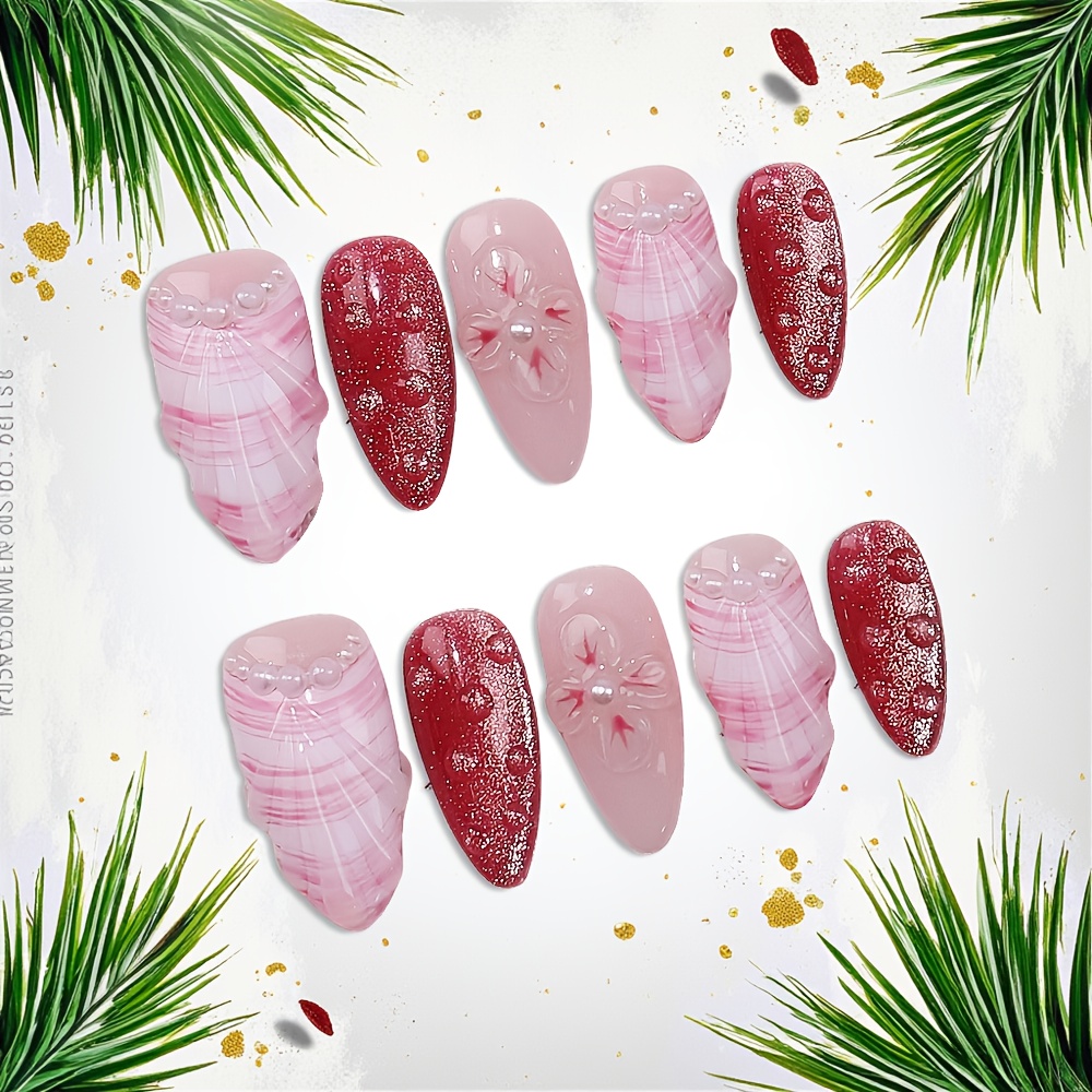 10pcs Medium Almond Handmade P - Nail Art Red recensie en prijs