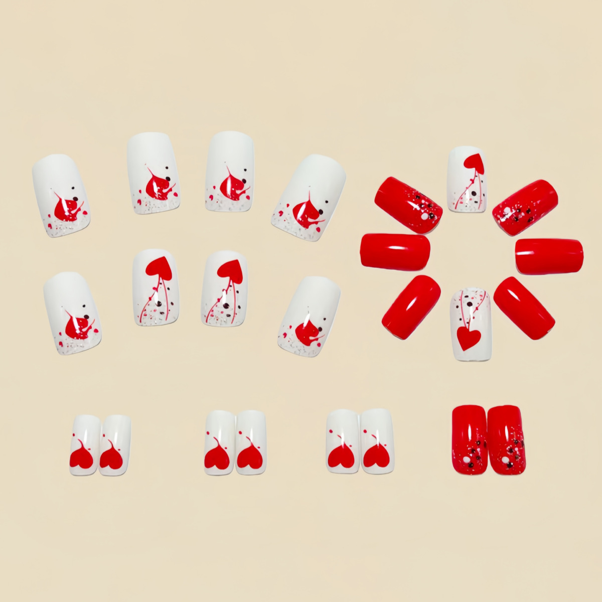 Short Medium fake nails for wo - Nail Art Red recensie en prijs