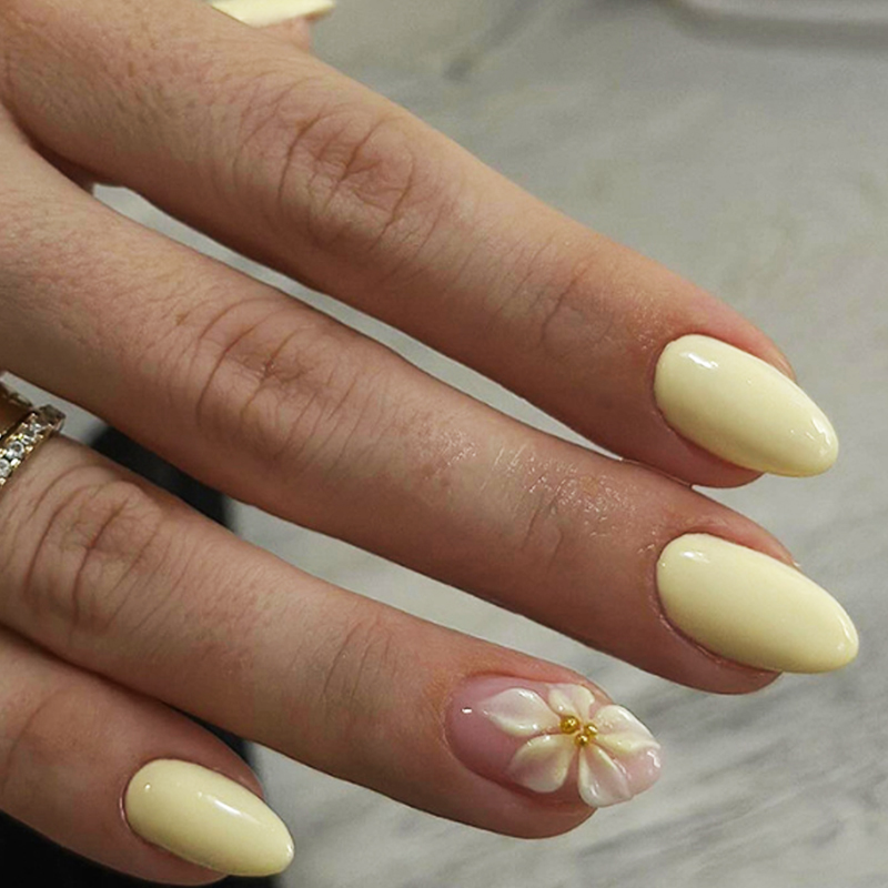 24PCS Yellow Almond Press On N - Nail Art Aesthetic recensie en prijs