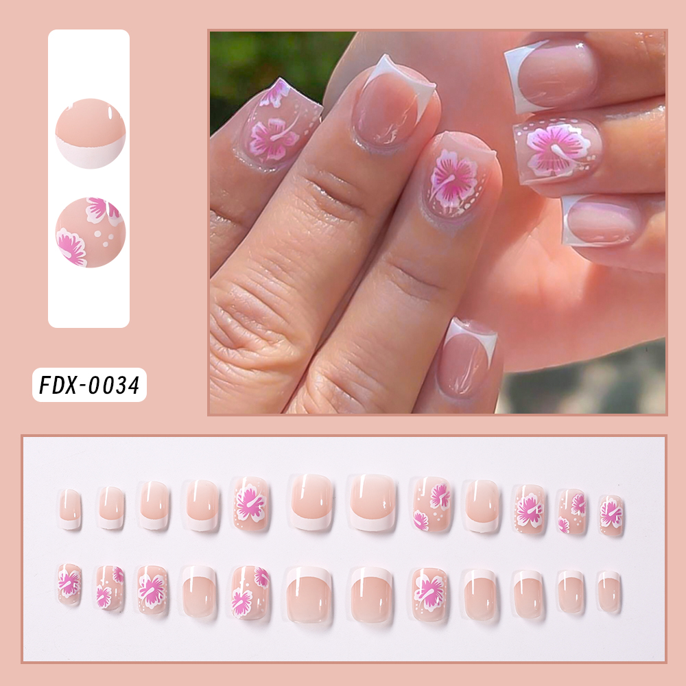 24Pcs French Flower False Nail - Nail Art Aesthetic recensie en prijs