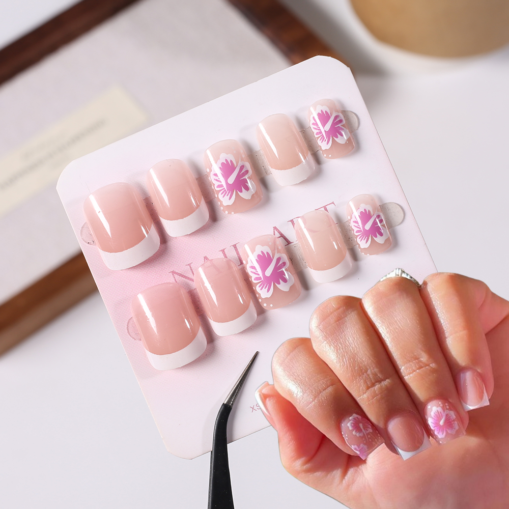 24Pcs French Flower False Nail - Nail Art Aesthetic recensie en prijs