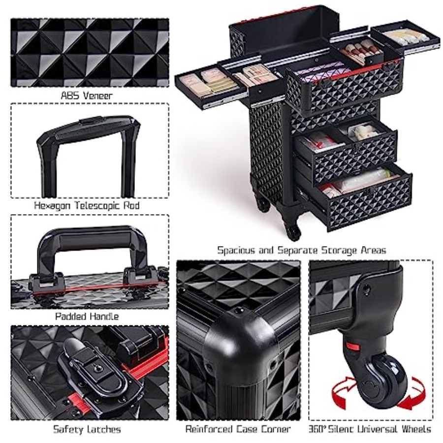 Rolling Makeup Train Case with - Nail Art Nail Art recensie en prijs