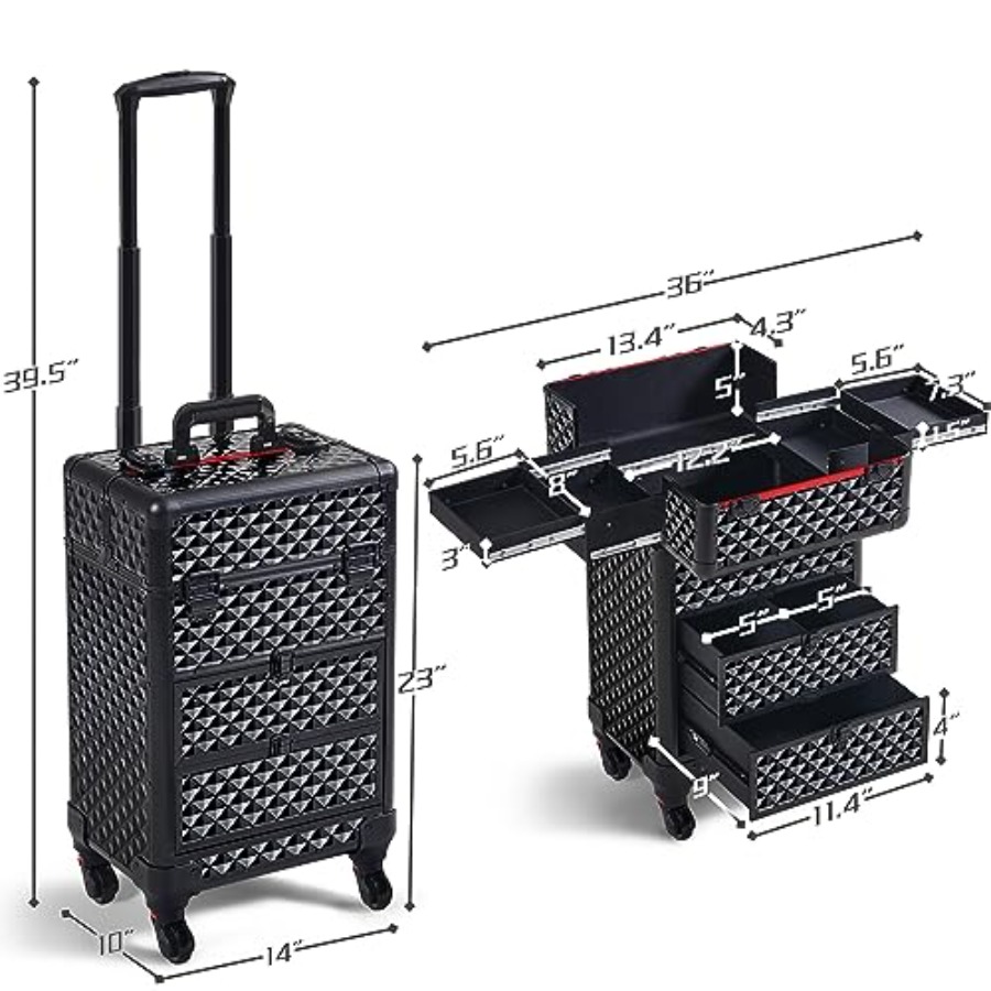 Rolling Makeup Train Case with - Nail Art Nail Art recensie en prijs