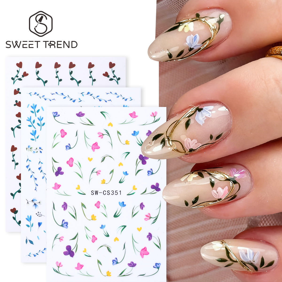 3pcs Summer Vine Flowers Nails - Nail Art Simple Elegant recensie en prijs