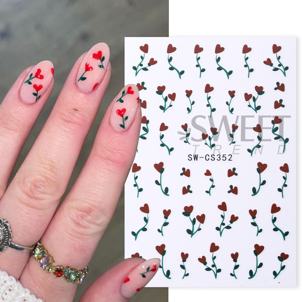 3pcs Summer Vine Flowers Nails - Nail Art Simple Elegant recensie en prijs