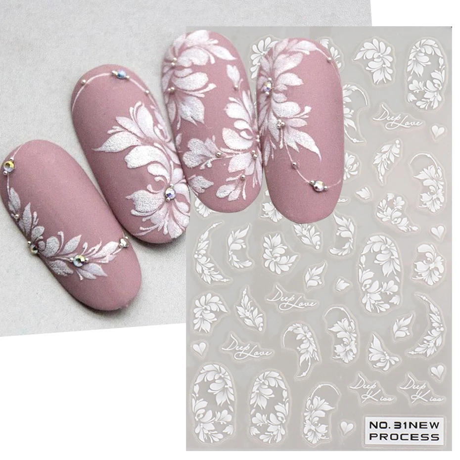 White Lace Flower Nail Art Sti - Nail Art Simple Elegant recensie en prijs