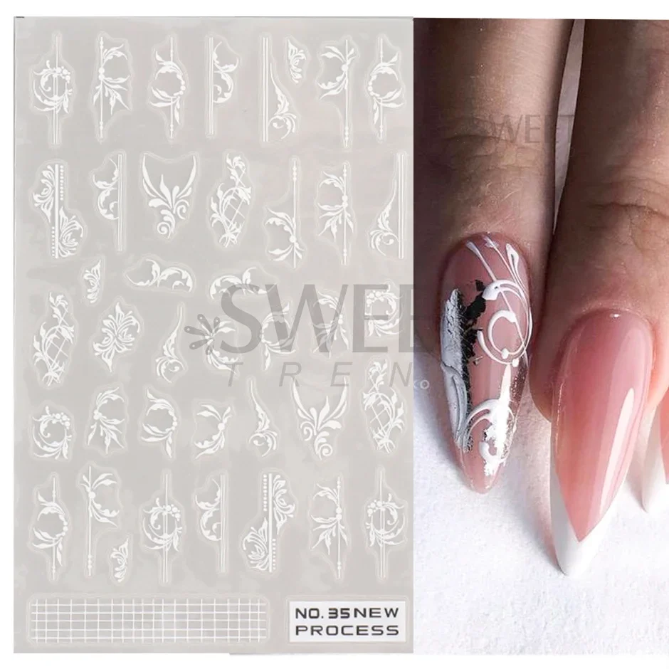 White Lace Flower Nail Art Sti - Nail Art Simple Elegant recensie en prijs